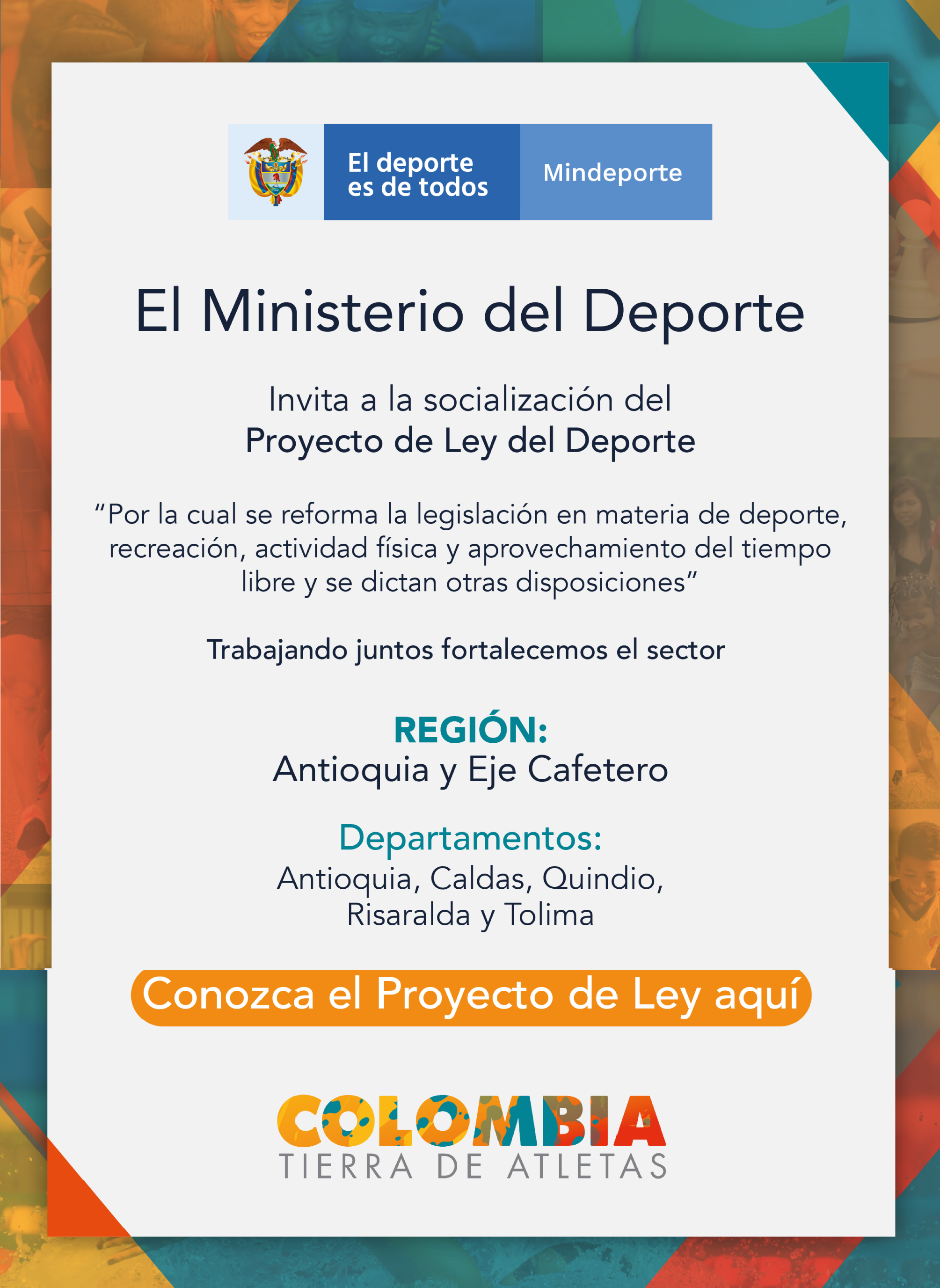 INSCRIPCIÓN FOROS REGIONALES DE SOCIALIZACIÓN DEL PROYECTO DE LEY DEL DEPORTE 2021.