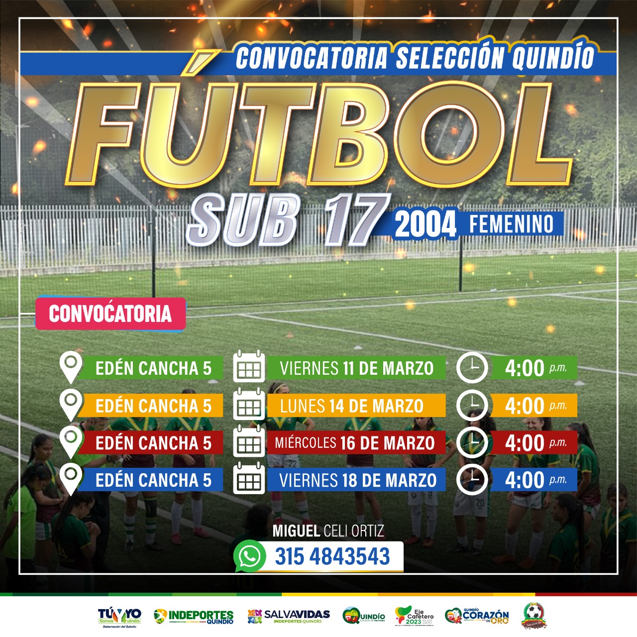 LIGA DE FÚTBOL DEL QUINDÍO CONVOCA NIÑAS PARA CONFORMAR SELECCIÓN DEPARTAMENTAL SUB-17
