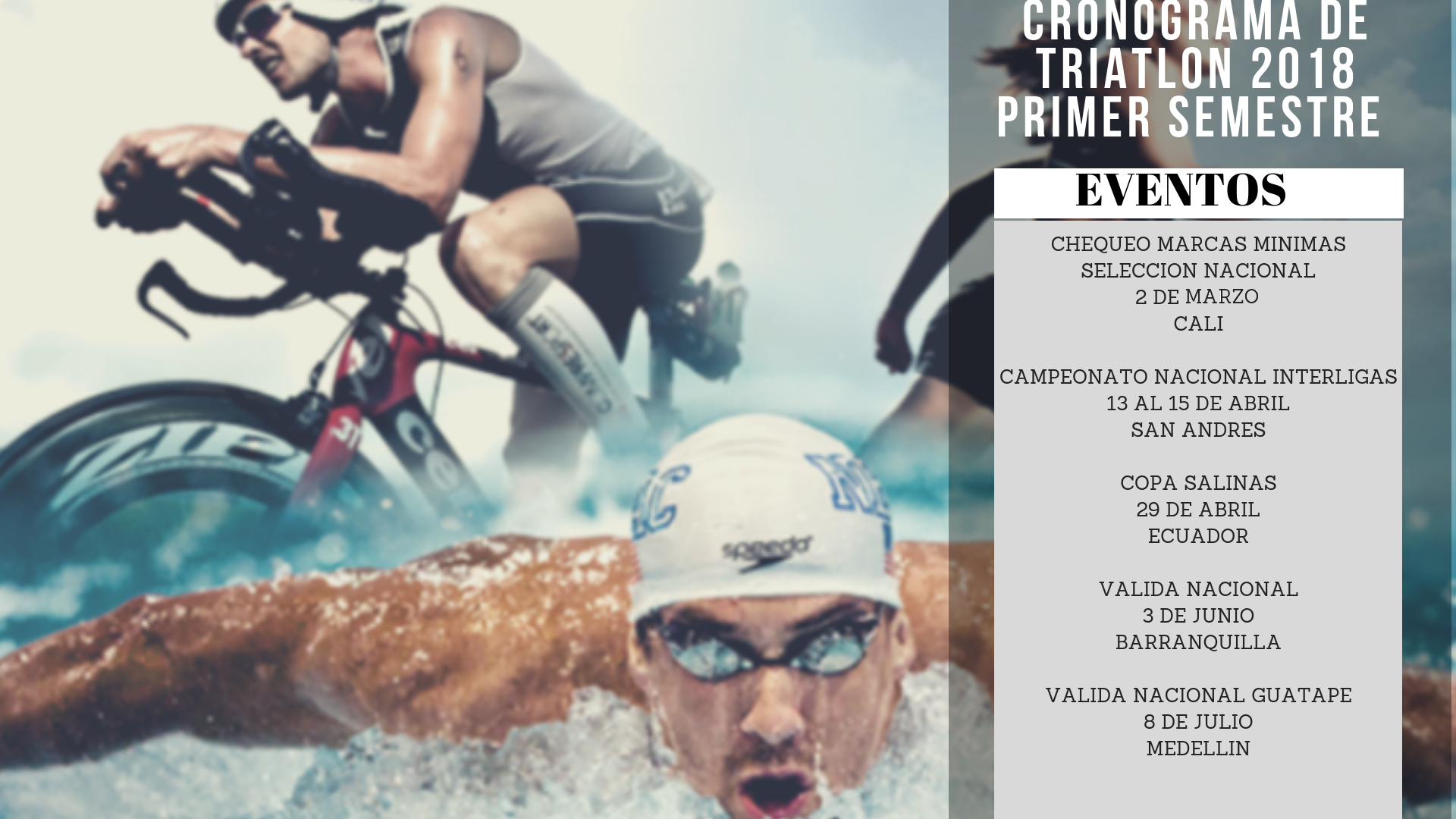 CRONOGRAMA TRIATLON PRIMER SEMESTRE 2018