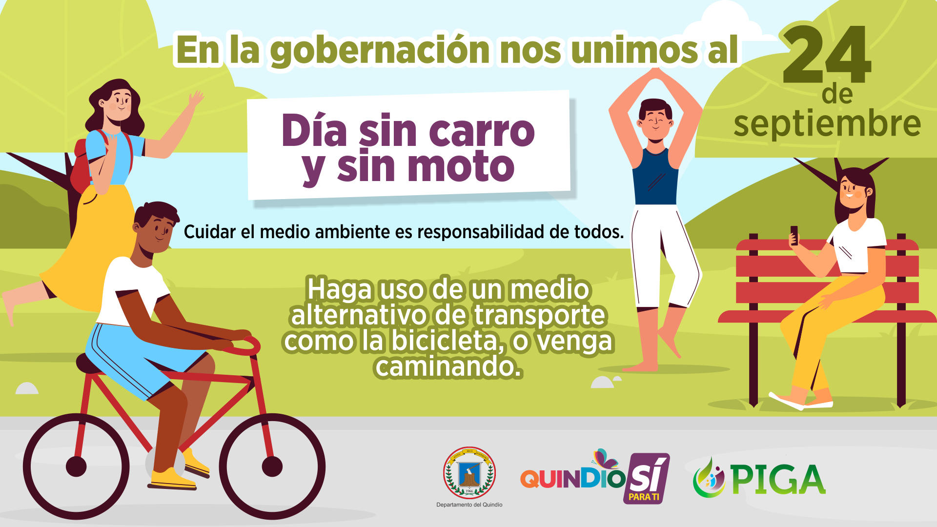 GOBERNACIÓN DEL QUINDÍO SE UNE AL DÍA SIN CARRO Y SIN MOTO EN ARMENIA