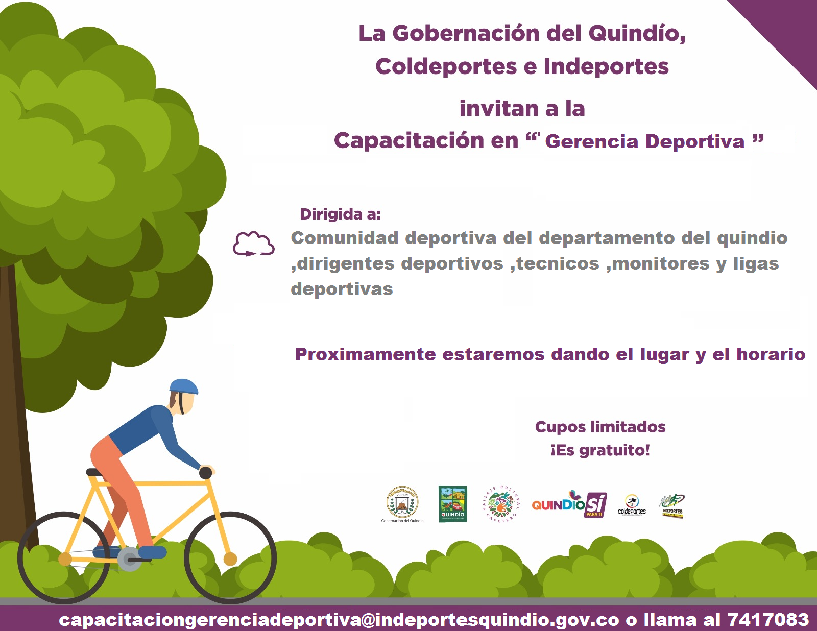 INVITACIÓN CAPACITACIÓN EN GESTIÓN DEPORTIVA DEL 8 AL 12 DE AGOSTO DE 2017