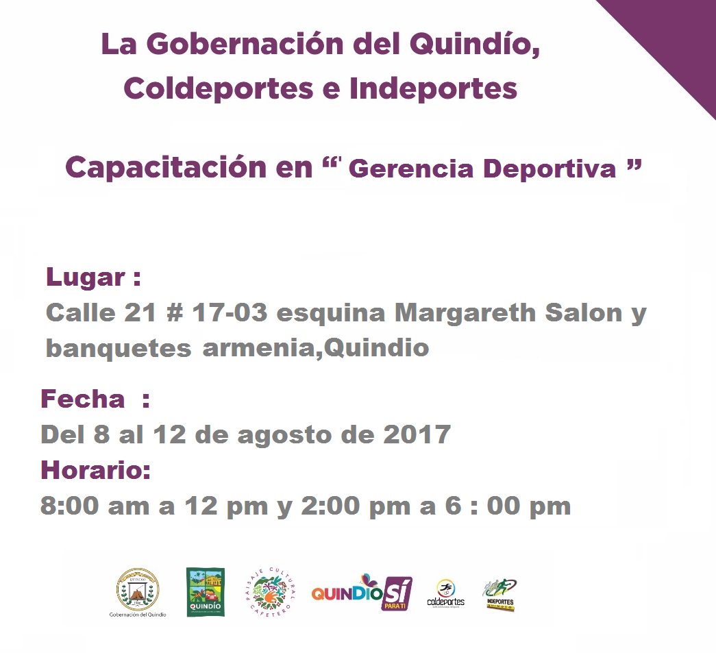 YA ESTA DISPONIBLE EL LUGAR Y HORA PARA LA CAPACITACION EN GERENCIA DEPORTIVA