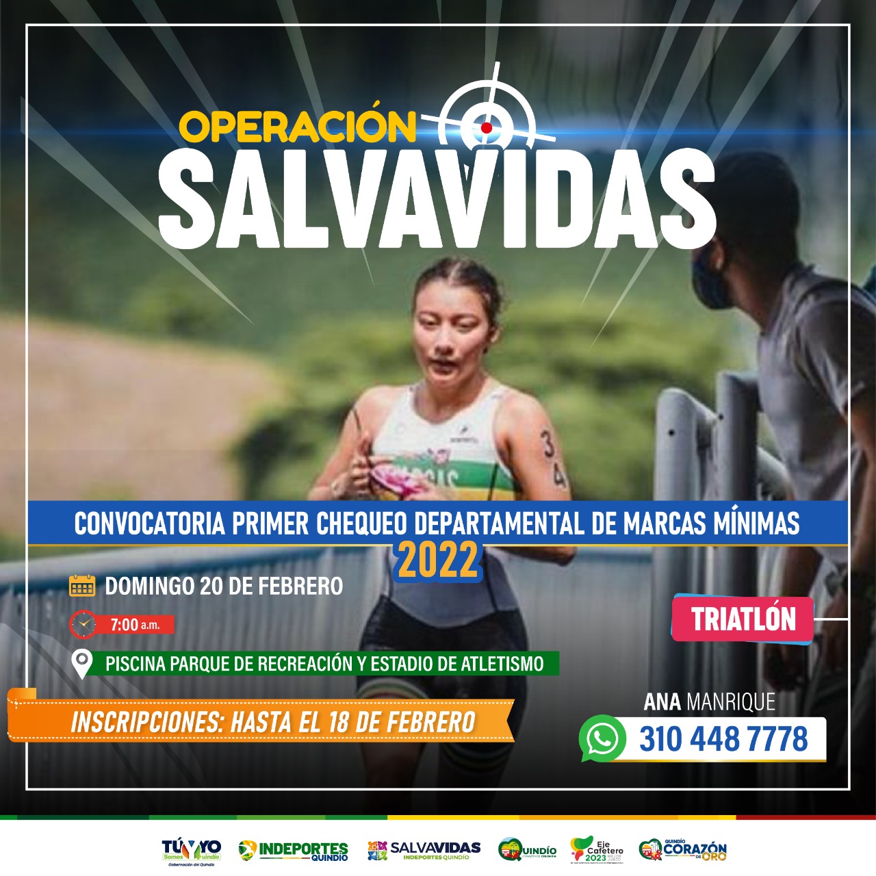LIGA QUINDIANA DE TRIATLÓN REALIZARÁ EL PRIMER CHEQUEO DEPARTAMENTAL DE MARCAS MÍNIMAS 2022
